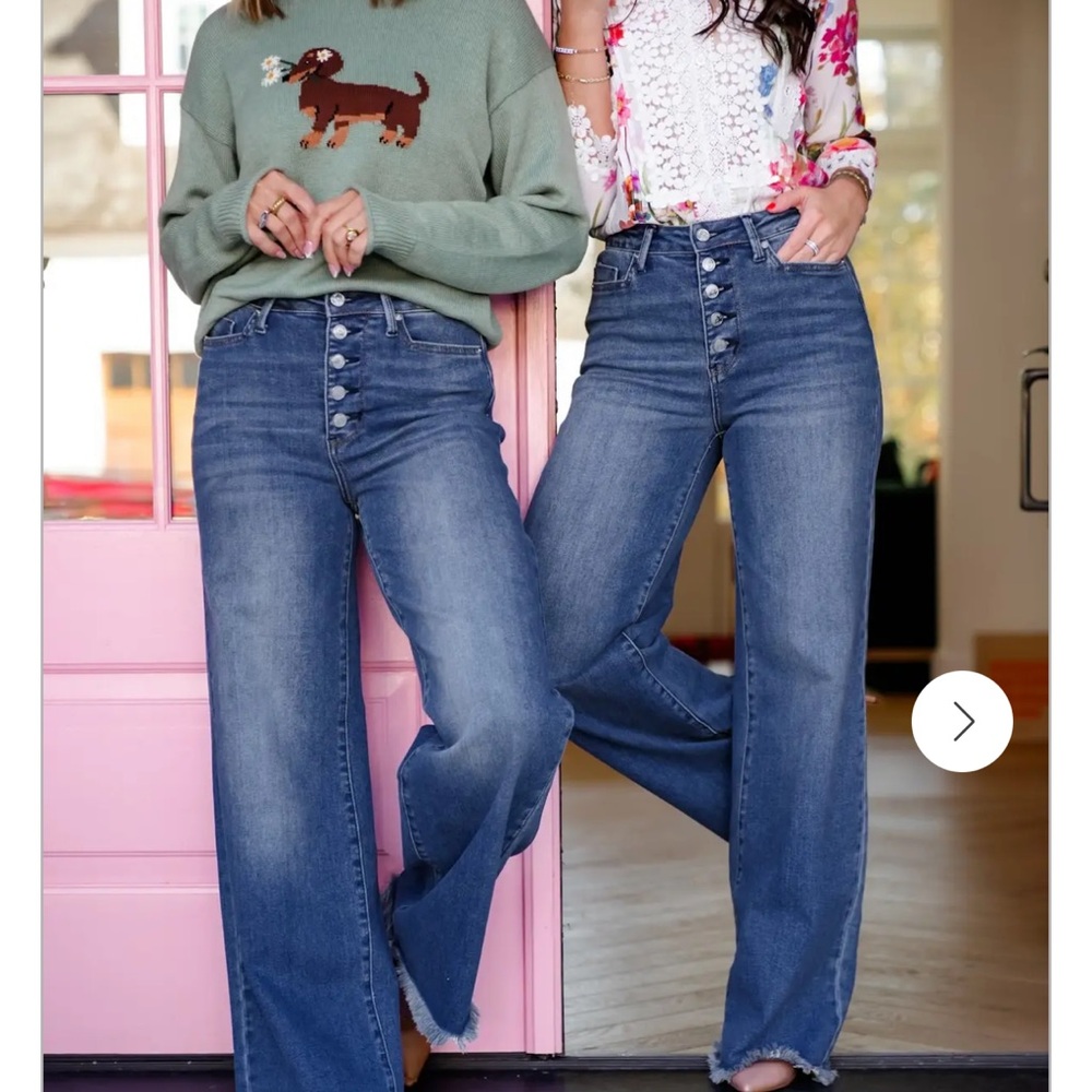 Judy Blue High Rise Dark Wash Button Fly Column Straight Leg Jeans - 7/28 - Picture 3 of 3
